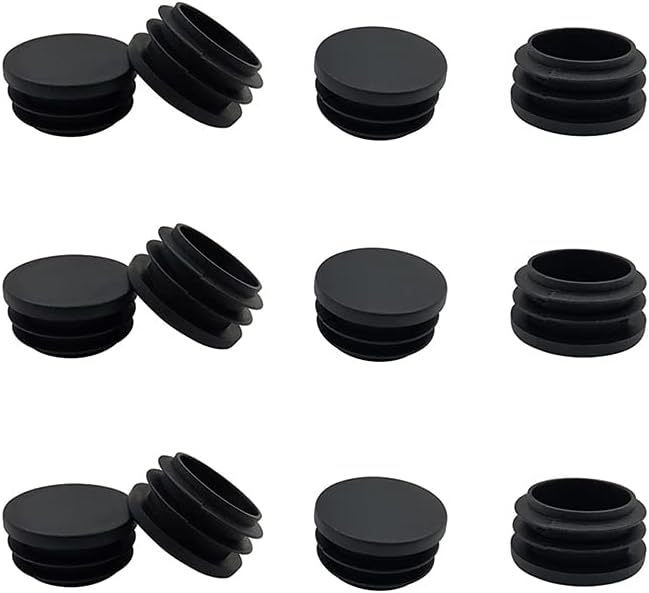 12 Pcs 25mm (1 Inch) Black Plastic Plugs, Pipe Tubing End Cap for Round Tube Furniture Finishing