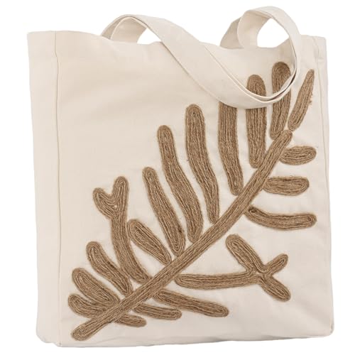 Hemp Rope Embroidery Tote Bag for Women