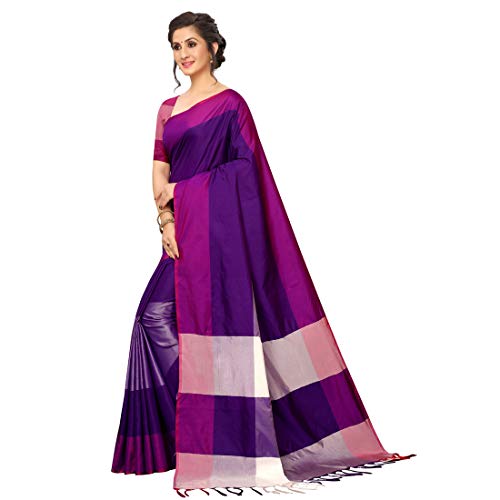 Image of VJ Fashion Women Cotton Silk Saree With Blouse Piece freesize