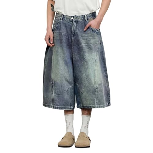 Pantalones vaqueros holgados 7/8 para mujer estilo capri de pierna ancha