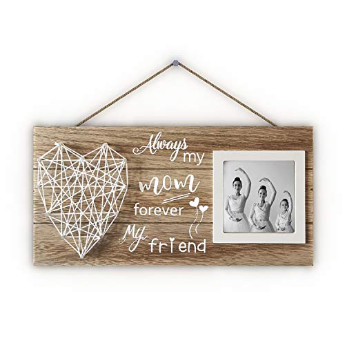 Rustic Picture Frame for Mom -Mother‘s Day Gift Saying Always My Mom Forever My Friend for 3 inches Photo, Birthday Christmas Present for Mom Stepmom Mother in law from Daughter and Son