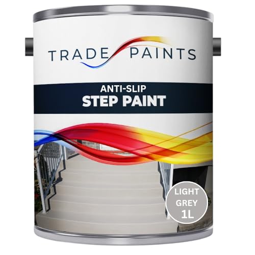 Anti-Slip Doorstep & Floor Paint - Suitable For Brick, Concrete, Masonry, Wood, Metal Surfaces - Step & Floors (Light Grey, 1 Litre)