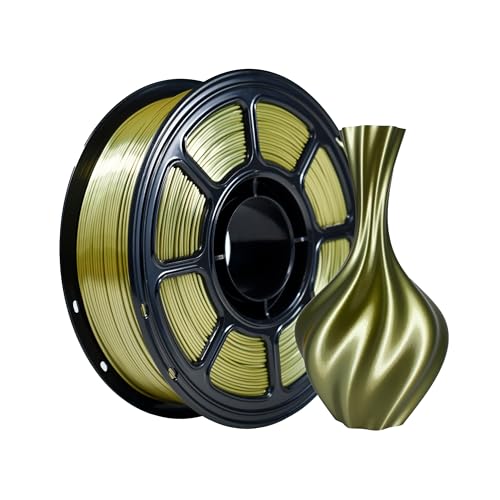 iBOSS 3D Printer Silk Filament, Shiny Silk PLA+ Filament 1.75mm, Smooth Silky Surface PLA Plus, Great Easy to Print for 3D Printers, Dimensional Accuracy +/- 0.02mm, Silk Olive Gold 1KG