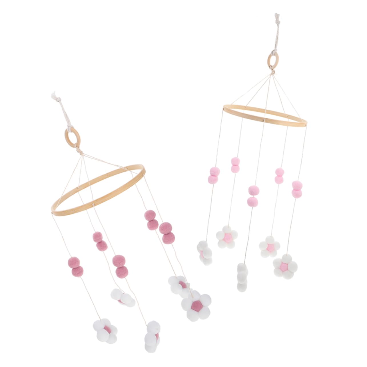 Beatifufu Boho Style Crib Mobiles 2pcs Mobile Hanger for Baby's Room Girl's Nursery Decor Handmade Flower Wind Chime