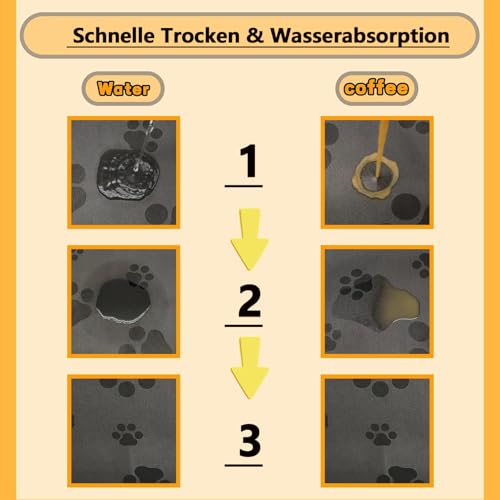Caiyloxn Napfunterlage Hund 60 X 40 cm Haustierfuttermatte für Hunde und Katze Große Futtermatte Hundenapf Unterlage rutschfeste wasserdichte Futternapf Unterlage für Haustiere(Grau)