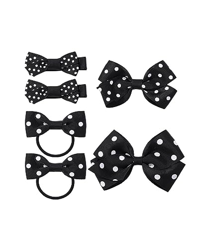 Baby Girls Polka Dot Hair Clips Bow Infant Toddler Polka Dot Hair Tie BBG89 (Black)