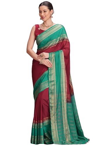 Image of AKHILAM Women's Mysore Silk Ombre Woven Design Saree With Unstitched Blouse Piece (KUSUM4101 NSM Parent)