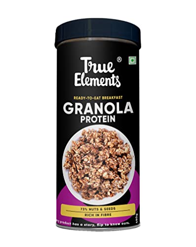 Image of True Elements Crunchy Protein Granola 450g - with 73% Seeds & Nuts, Certified Gluten Free | Granola for Breakfast | No Added Sugar