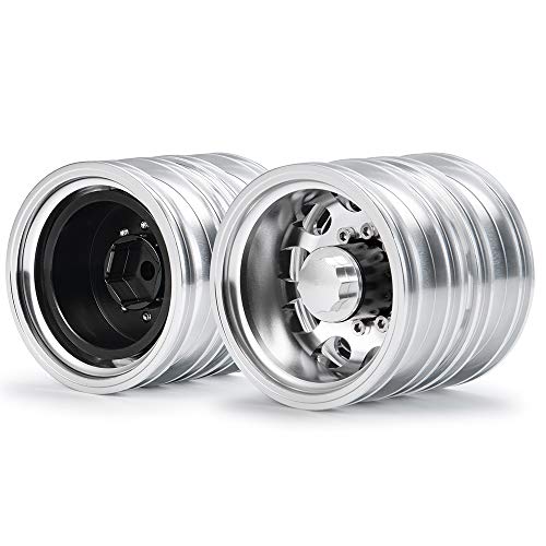 2pcs Aluminum Alloy Rear Wheel Rims Wheel Hubs for 1/14 Tamiya Trailer Tractor Truck RC Car
