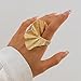 CIWEAI Chunky Gold Geometric Flower Knuckle Ring for Women Vintage Ginkgo Leaf Fan Shaped Finger Rings Boho Large Statement Jewelry Floral Petal Accessories (Gold)
