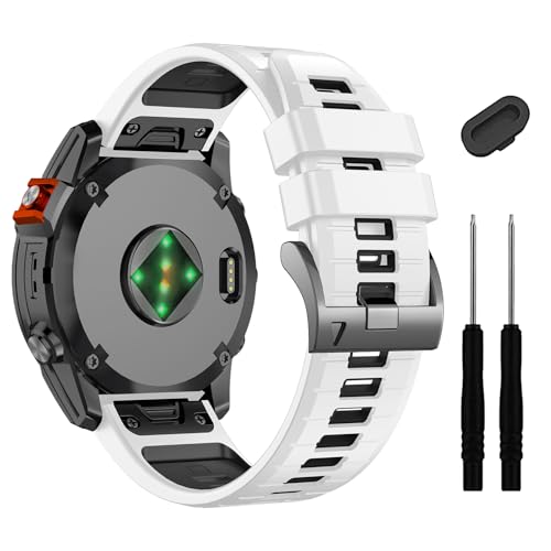 Image of 22mm Compatible with Garmin Fenix E /8 /8pro AMOLED 47mm /Fenix 7 /7 Pro /6 /6 Pro /5 /5 Plus Watch Band,Soft Quickfit Silicone Straps for Forerunner 970 965 955 /Approach S70 47mm /tactix 8 /quatix 7 8 47mm