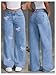 WDIRARA Girl's Bow Embroidered Baggy Jeans High Waisted Straight Leg Denim Pants Medium Wash 14Y