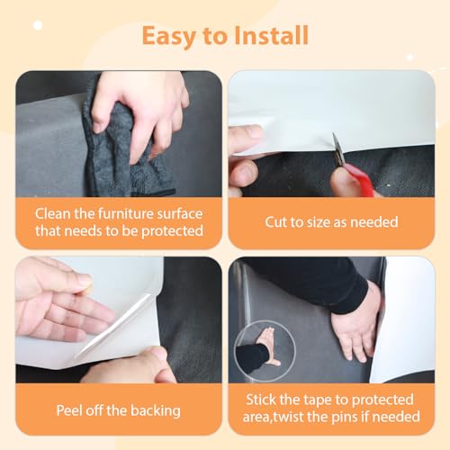 Protetores de móveis para gatos, pacote com 10 protetores de sofá transparentes da Cat Scratch Guard