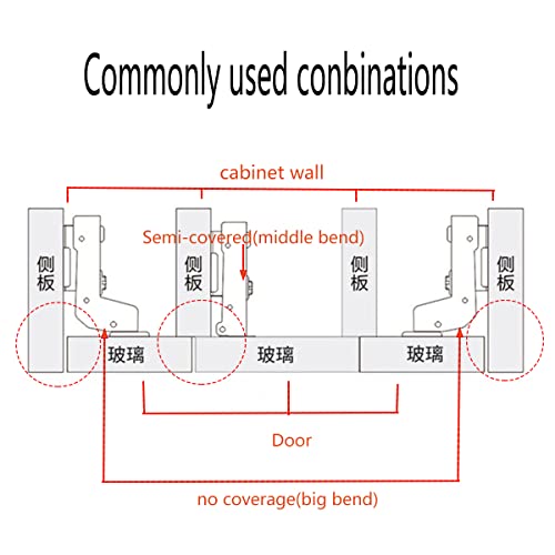 Wanlian Glass Door Hinges 4.33 * 2.05" Quiet Hinge Cutout 1.37" Hinges (2Pcs) For Cabinet Glass Doors. #TOP3