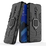 IMEIKONST Compatible with OPPO Reno 2Z Phone Case, Military Grade Shockproof Protective Shell with Magnetic Rotatable Ring Kickstand Slim Fit Back Hard Cover for OPPO Reno 2Z. Black KK
