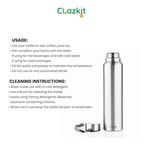Image of Clazkit Customized Water Bottle Stainless Steel 700ml| Custom Name Engraved Bottle | Name Printed Gift Bottle |Ideal for Office, Birthday, Return Gifts & Corporate Gifting