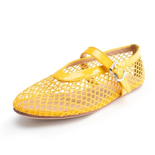 Women's Crystal Mesh Ballet Flats Shoes Round Toe Slip On Ballerina Flats for Women Rhinestone Flats Shoes Dressy Comfortable Casual Styles Mary Jane