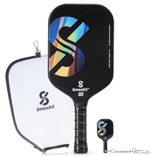 SmashX Professional Pickleball Paddles - USA Pickleball Approved, 12K Carbon Fiber Thermoformed Edgeless 16 mm Pickleball Paddle PP Honeycomb Core for Spin, Power & Control,with Cover Case, Best Gift