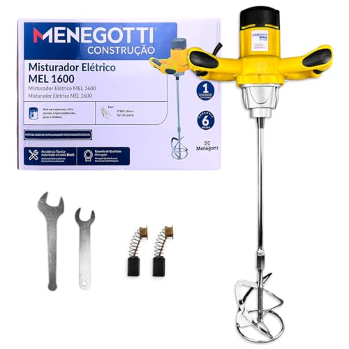 Misturador Mel1600W De Tinta Argamassa Elétrico Pedreiro Pintores Menegotti Com Motor Mono 60Hz 0-850 rpm 220v
