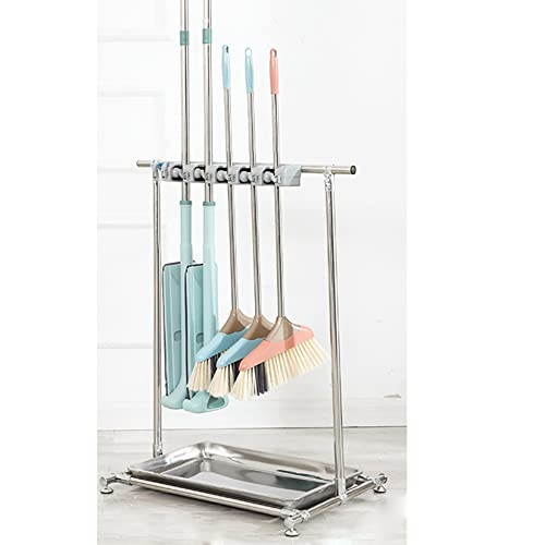 Utility Racks Broom And Mop Holder for Wet Mops – Floor-Mounted Mop Rack for Cleaning Tools in Garden, Garage, Schools, Hospitals, Factories, and Hotels
