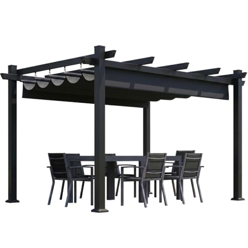 JUMMICO Tonnelle 3x4 avec Toit Rétractable, Traitement Anti-UV et Revêtement Imperméable, Idéale pour Jardin, Terrasse, Cour et Activités Extérieures,...