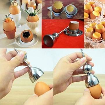 Kyz Kuv Stainless Steel Raw Egg Shell Topper Cutter Opener Egg Knocker Egg Open Tool