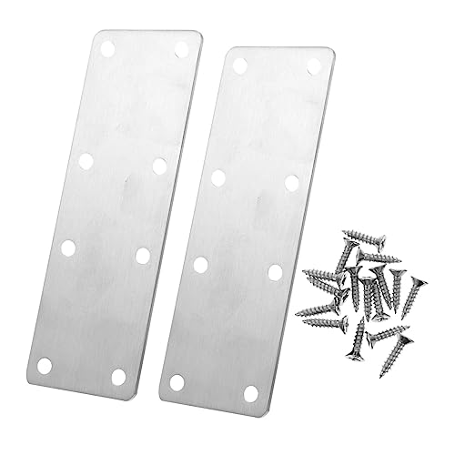 FUNOMOCYA 2 Sets Stainless Steel Corner Code Shelf Brackets Hood Wall Mount Mending Flat Bracket Mending Bracket Plate Flat Straight Brace Corner Shelf Holder Corner Bracket Silver