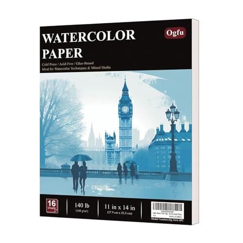 Water Color Paper 11x14, 16 Sheets(32Pages) Large Drawing Pad, 140