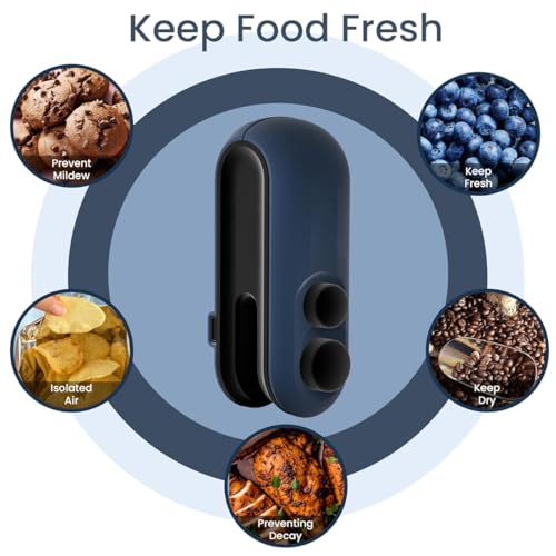 Image of TEKCOOL Portable Mini Sealing Machine, Handheld Packet Sealer for Food, Snacks, Chips, Fresh Storage, Plastic Bags Sealing Machine, 1 YEAR Warranty (Blue)'
