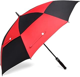 BAGAIL Golf Umbrella 68/62/58 Inch Large Oversize Double Canopy Vented Automatic Open Stick Umbrellas for Men and Women(Black/Red.68 inch)