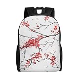 GUOLGP Delicada mochila impermeable con estampado de flores de cerezo de gran capacidad para hombres y mujeres, elegante, trabajo, senderismo al aire libre
