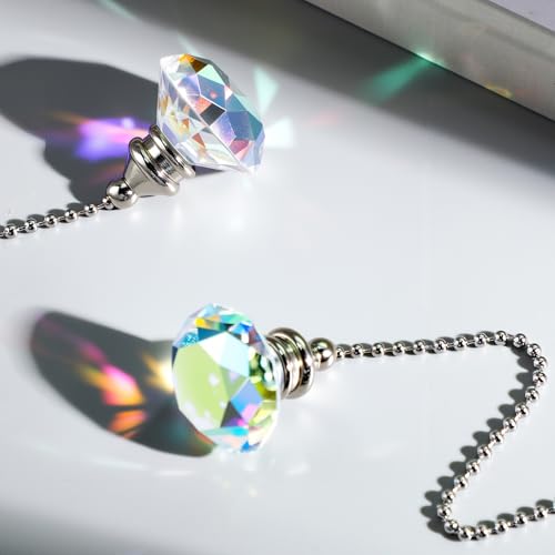 Image of Jovitec 2 Pcs Ceiling Fan Light Pull Chain, Rainbow Color