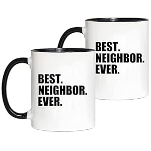 Best Neighbor Ever Mugs Set Housewarming Welcome Gift for Neighbors Co Workers Friends Novelty Moving Away Mugs Neighbor Birthday Christmas Gift Idea Coffee Cup 11 oz 2 pack