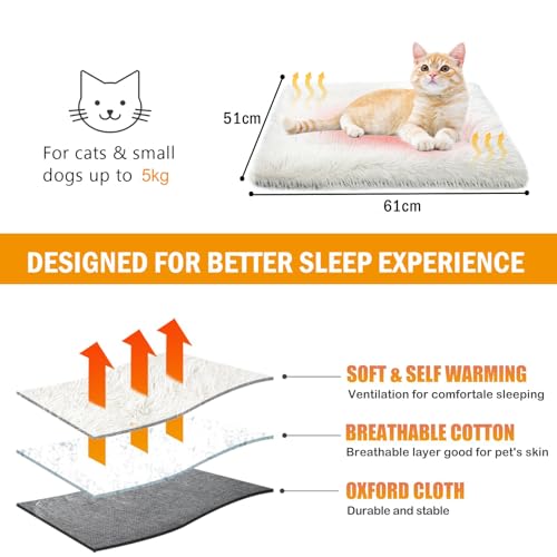 Weiches Katzenbett Waschbar 42x36 cm Plüsch Haustierbett für Katzen und Kleine Hunde, 2 in 1 Katzenbett Schlafsack Warmes Haus Katzenkissen Katzendecke Waschbares Nest Bett für Katzen – Bild 3