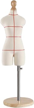 1/2 1/3 1/4 Size Female Half Scale Dress Form for Sewing Tailor Dressmaker Mannequin Dummy for Pattern Making Fully Pinnable Mini Mannequin with Wooden Sta,White 1/2 Size