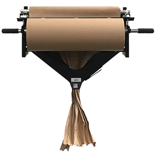 Industrial Paper Dispenser with Crumpler and Idler, 36 Inches, Wall or Table Mount, Black