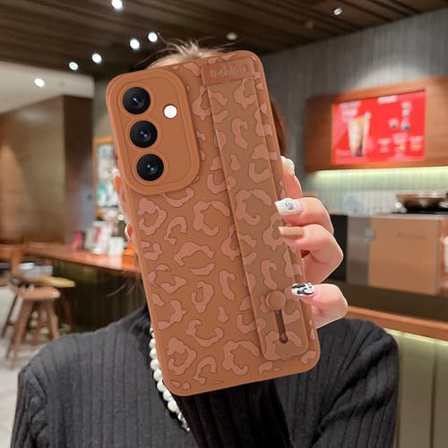 Image of Compatible with Samsung Galaxy S25 FE Case with Strap Wrist Brown