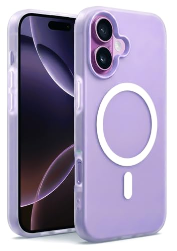 Image of Hupshy iPhone 16 Back Cover with Camera Protection Rings, Kickstand-Matte /Anti, Non-Slip, Camera Glass Protection,Transparent Shockproof Cover for iPhone 16 (Purple)