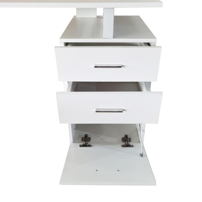 hjh OFFICE 821007 bureau wit Easy Work V 120x50 cm Moderne computertafel met staande container, onderhoudsvriendelijk