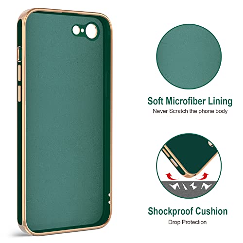 Image of Hython for iPhone SE 2022, iPhone SE 2020, iPhone 7 Case, iPhone 8 Case Ring Holder Stand Magnetic Kickstand, Plating Rose Gold Soft TPU Bumper Camera Protection Shockproof Phone Cases-Midnight Green