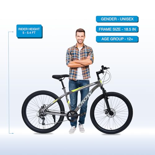 Image of CROW - Cross TRAK 7 Speed Gear Cycle for Boys |26 inch T Cycle for Boys 12 to 15 Years| Bicycle for Men Adult |MTB with Front Suspension & Dual disc Brakes | Unisex 26 inch INCH MTB