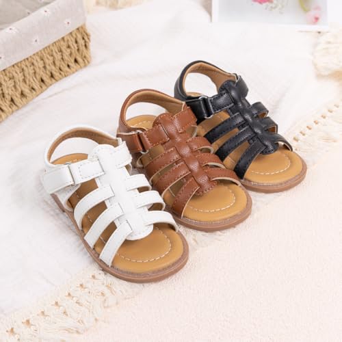 Toddler Girls Sandals Slip-On Open Toe Sandals Little Kid Non-Slip Soft Rubber Sole Princess Flat Shoes3