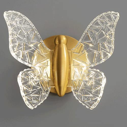 Aplique de pared de metal dorado de alta calidad con diseño moderno de mariposa y LED de 4W