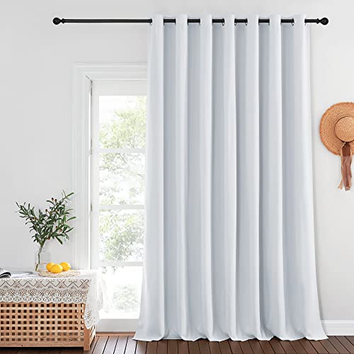 NICETOWN Patio Door Curtain for Living Room, Grommet Sound Reducing Room Divider Privacy Window Treatment for Bedroom, Greyish White, 1 Panel, W100 x L102