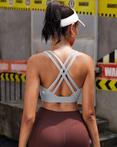 Image of RUNNING GIRL High Impact Sports Bras for Women - Scoop Neck Strappy Sports Bra High Support Moulded Cup Workout Bra