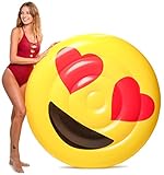 Floatie Kings Heart Eyes Emoji Pool Float - Giant Premium Inflatable Raft