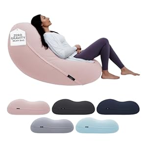 Moon Pod Bean Bag Chairs for Adults – 12LB Giant Bean Bag for Back Support w/ Micro-Bead Filling for Zero-Gravity Sensation, Tension Relief (Pink)