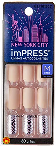 Unha Impress New Yoyk City Curto - Insights - Edição Limitada, KISS NEW YORK, Nude & Metalico