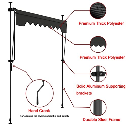 Toldo retráctil manual impermeable y telescópico con manivela protectora de sol 5
