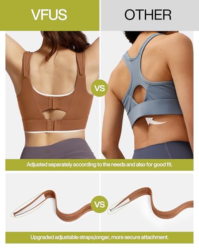 Image of Adjustable High Impact Sports Bras for Women Zip Front Full Coverage and Lift Padded Compression Tops